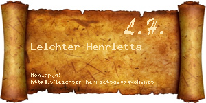 Leichter Henrietta névjegykártya